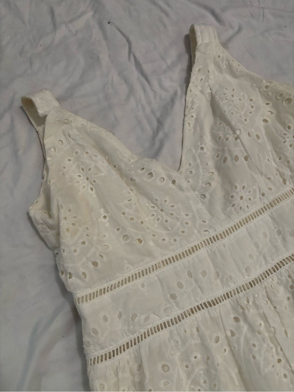 White Eyelet V-Neck Maxi Dress - Picture 3 of 6